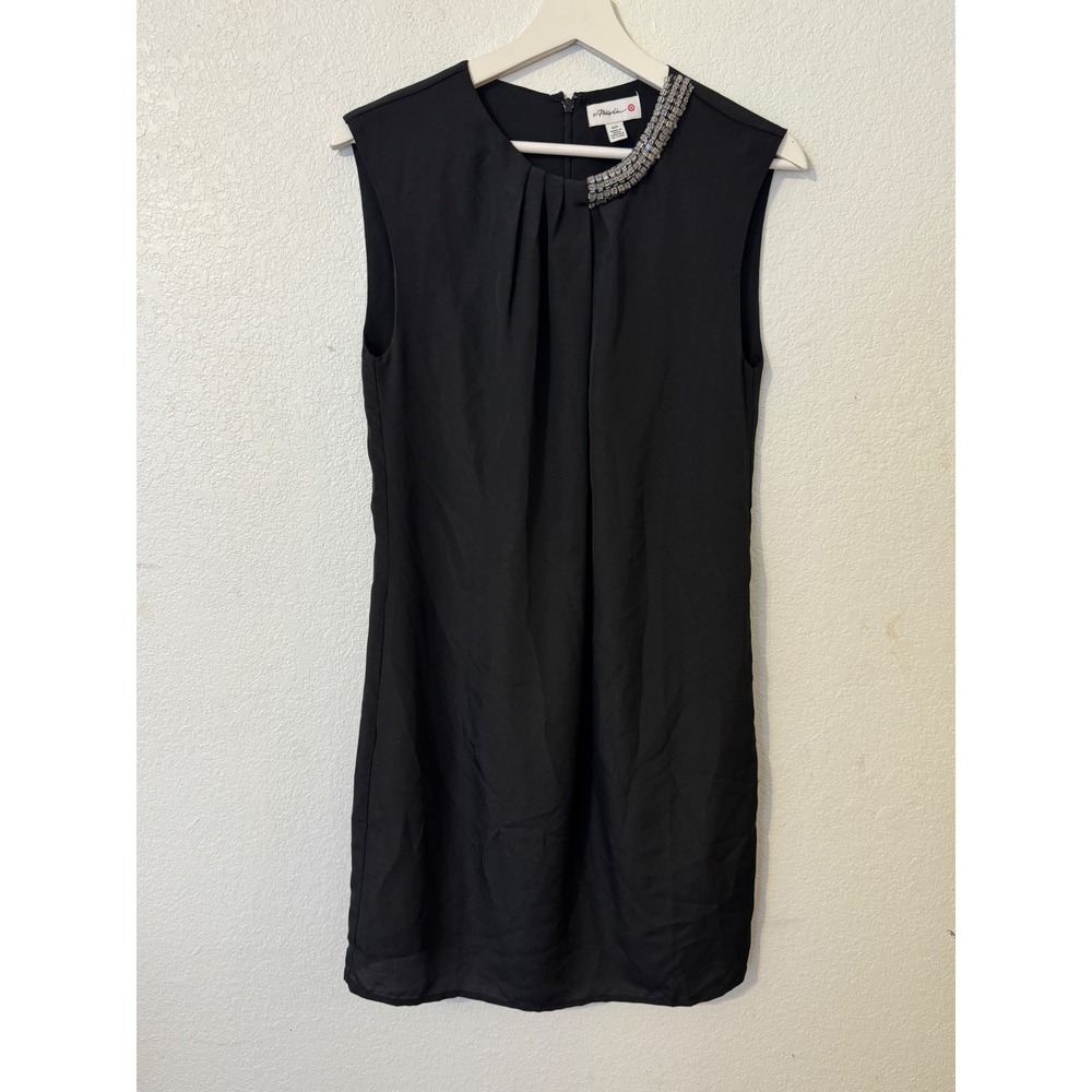 3.1 Phillip Lim Womens Shift Dress Black‎ Sleeveless Embellished Neckline Small - Picture 2 of 9